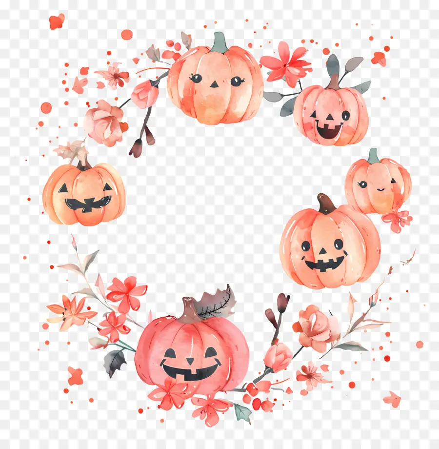 Karangan Bunga Halloween，Labu PNG