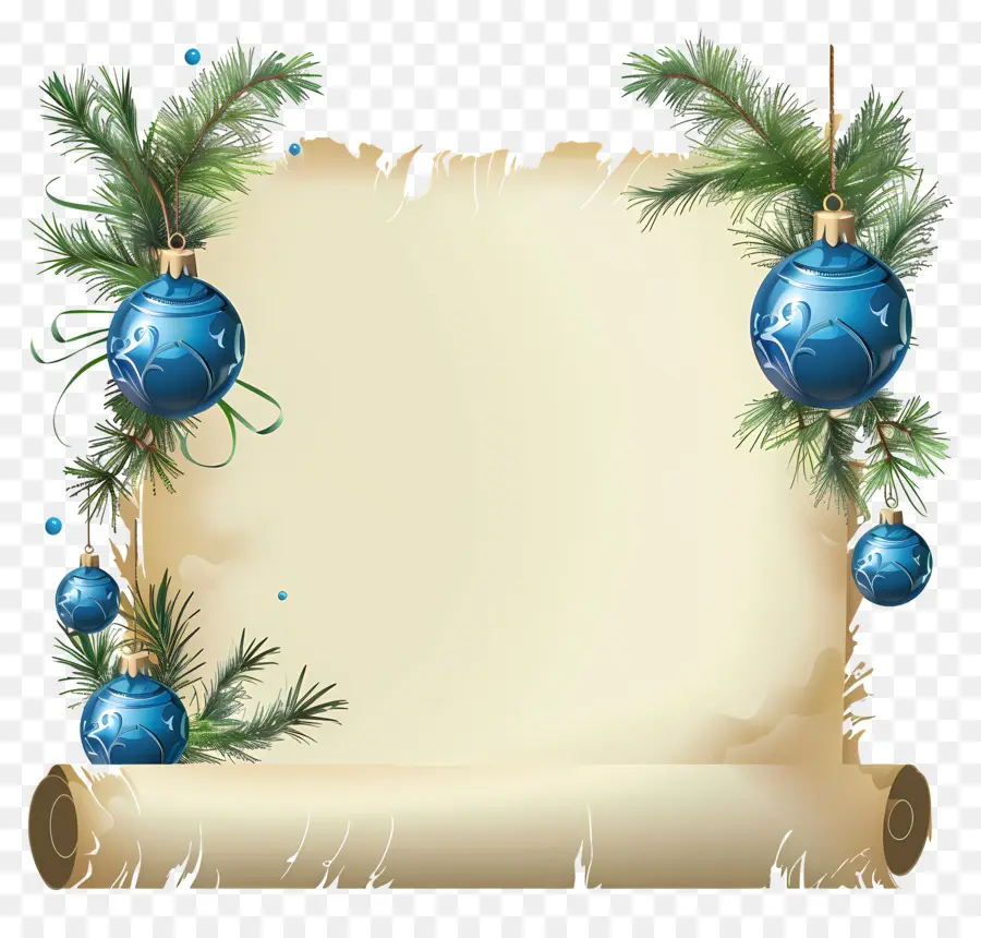 Gulungan Natal，Ornamen Biru Pada Gulungan PNG