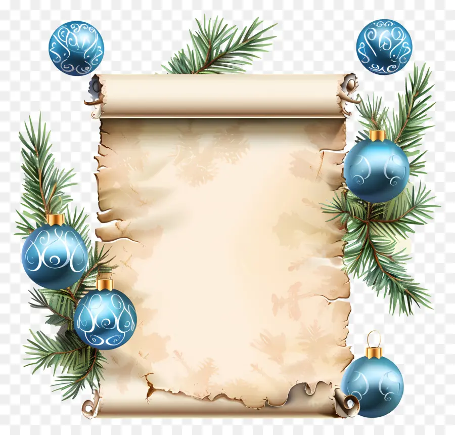 Gulungan Natal，Ornamen Biru PNG