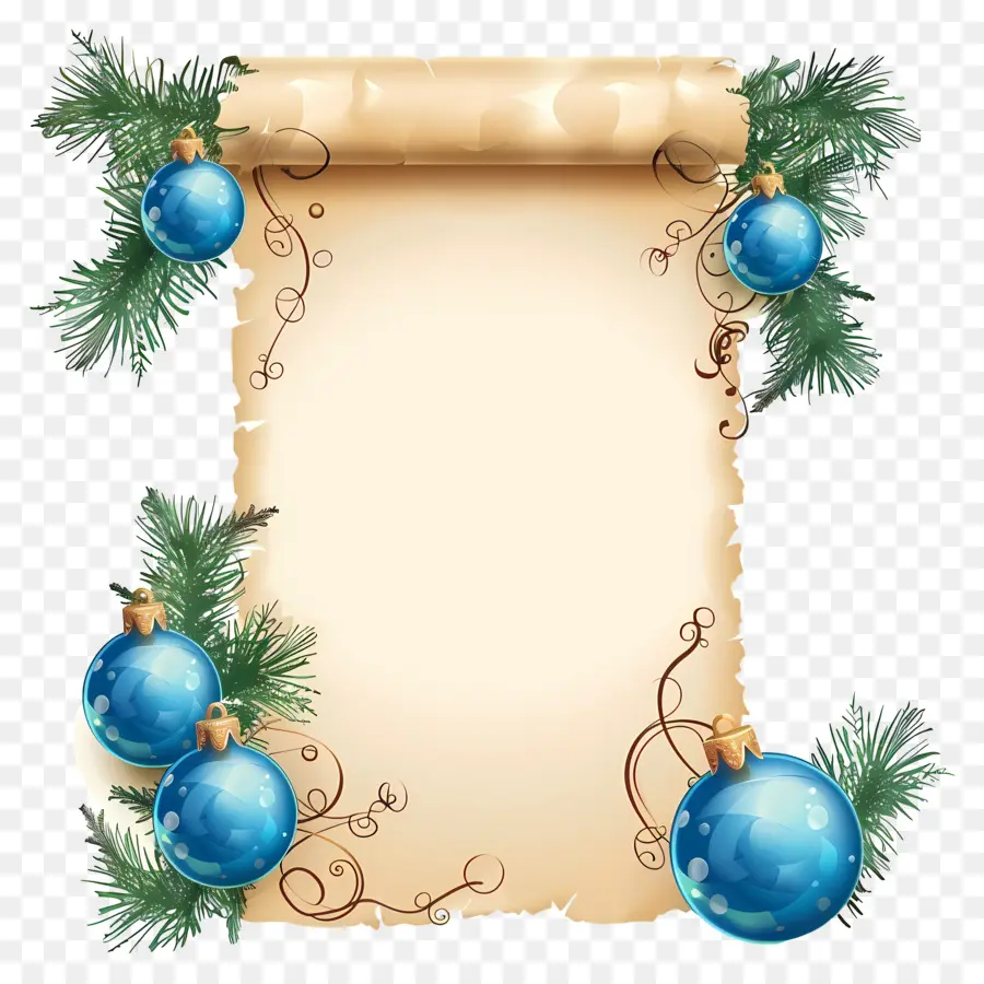 Gulungan Natal，Ornamen Biru PNG