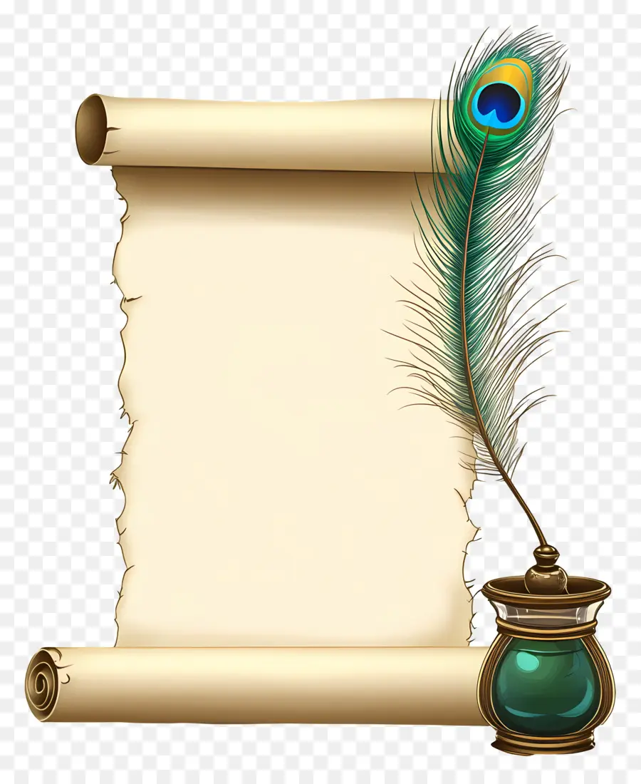 Kertas Gulir Lama，Gulir Dengan Quill PNG