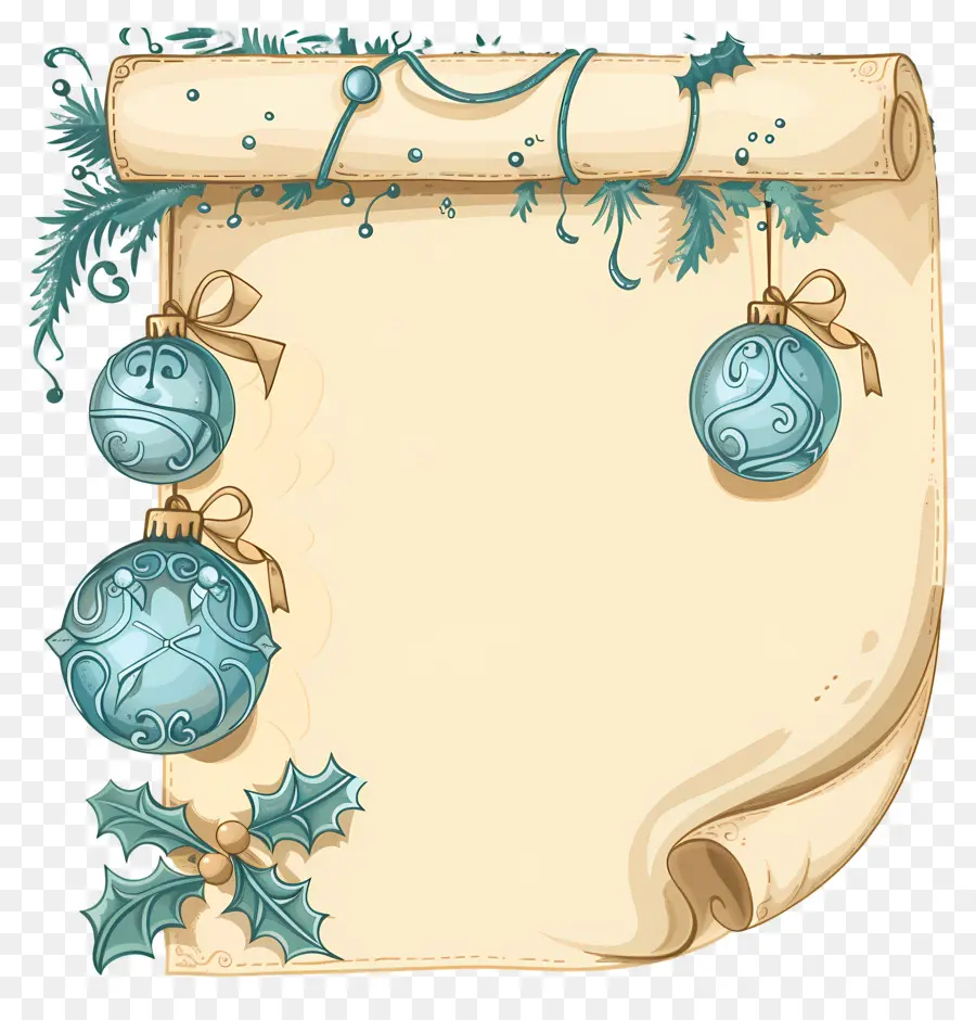 Gulungan Natal，Ornamen Biru Pada Gulungan PNG