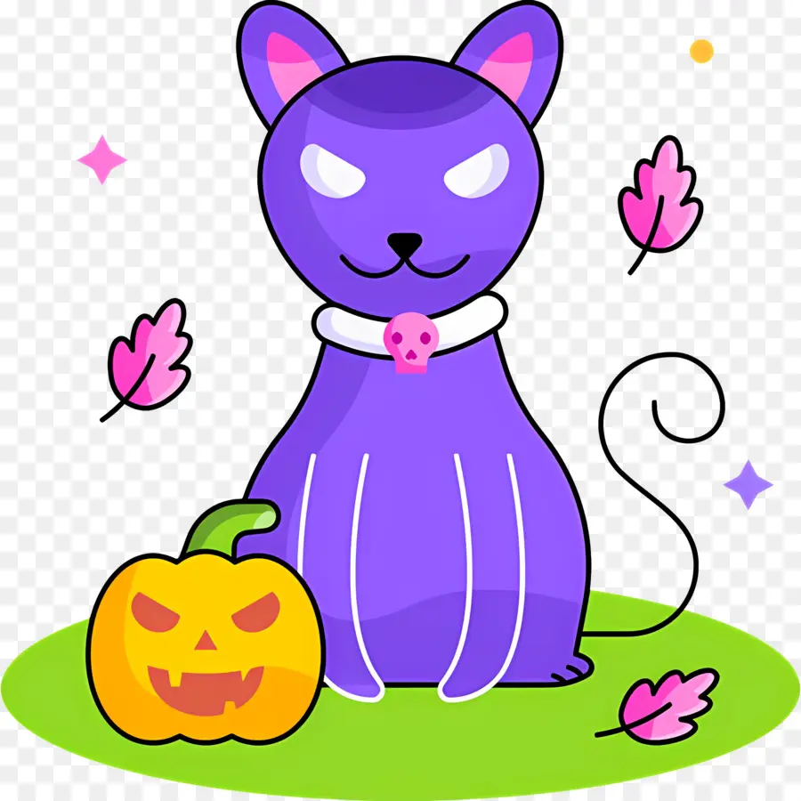 Kucing Hallowen，Kucing Ungu PNG