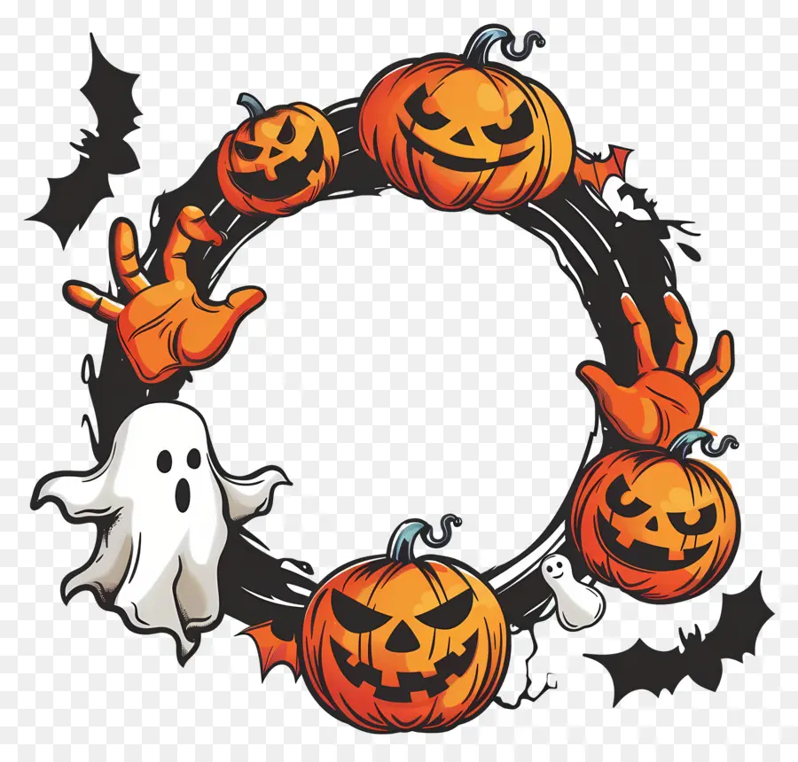 Karangan Bunga Halloween，Labu PNG