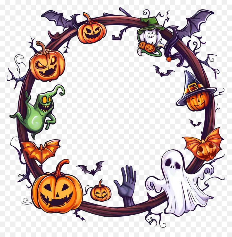 Karangan Bunga Halloween，Labu PNG