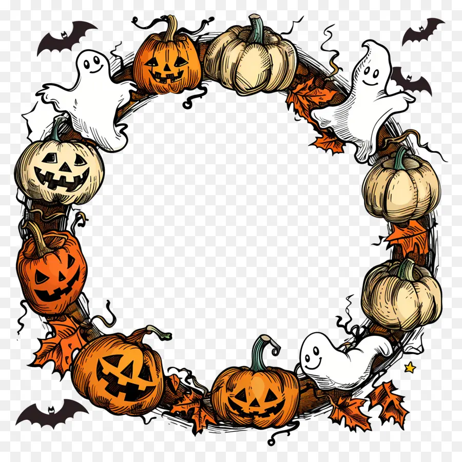 Karangan Bunga Halloween，Labu PNG