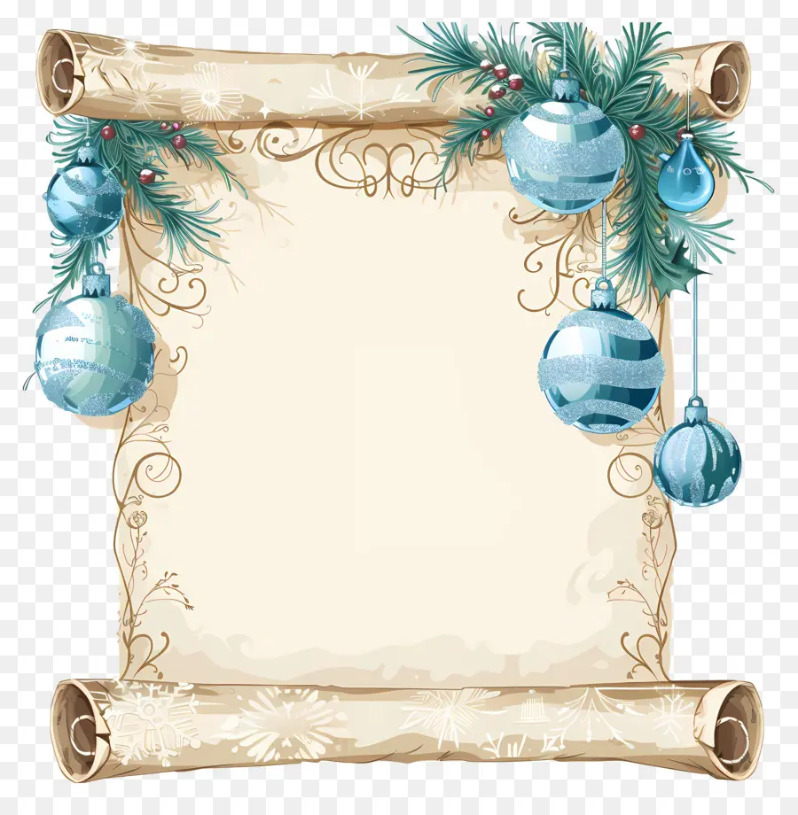 Gulungan Natal，Ornamen Biru Pada Gulungan PNG