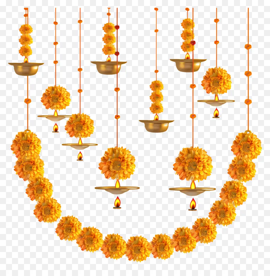 Karangan Bunga Marigold Diwali，Karangan Bunga Marigold PNG