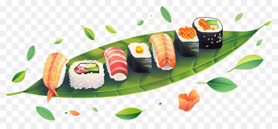 Sushi Di Atas Daun，Sushi Di Daun PNG