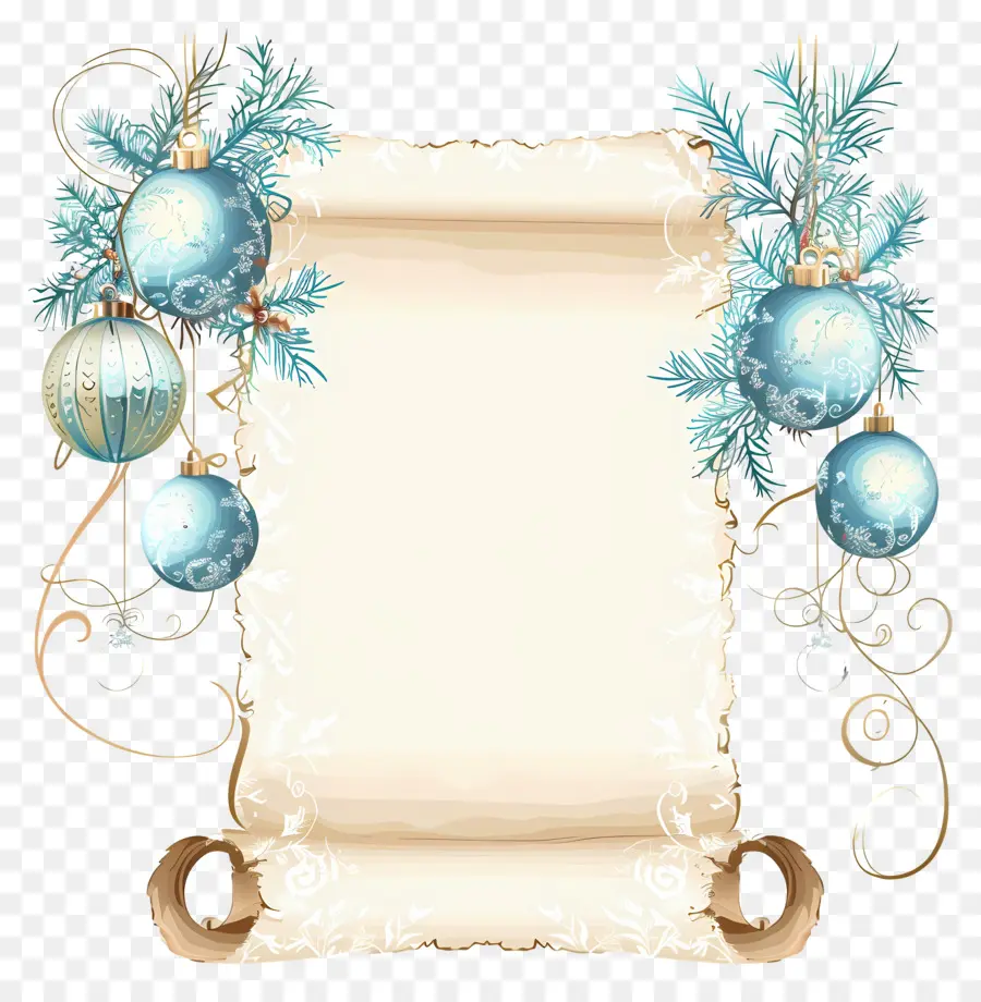 Gulungan Natal，Ornamen Biru Pada Gulungan PNG