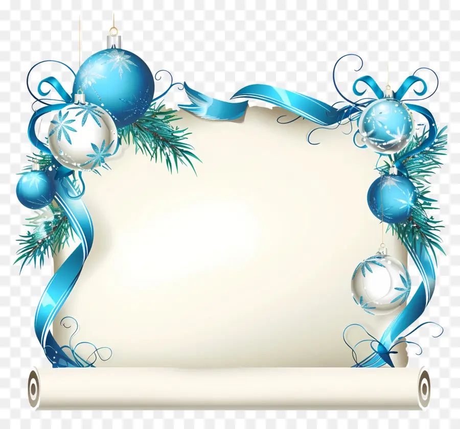 Gulungan Natal，Ornamen Biru Pada Gulungan PNG