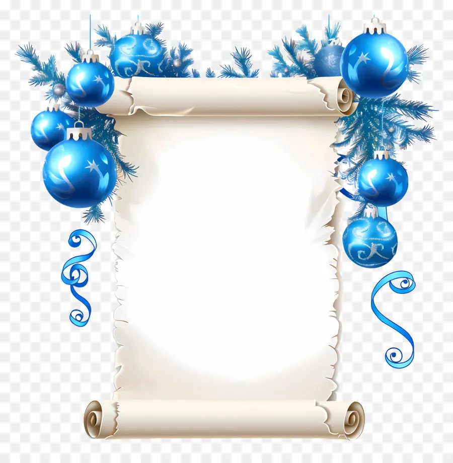 Gulungan Natal，Ornamen Biru Pada Gulungan PNG