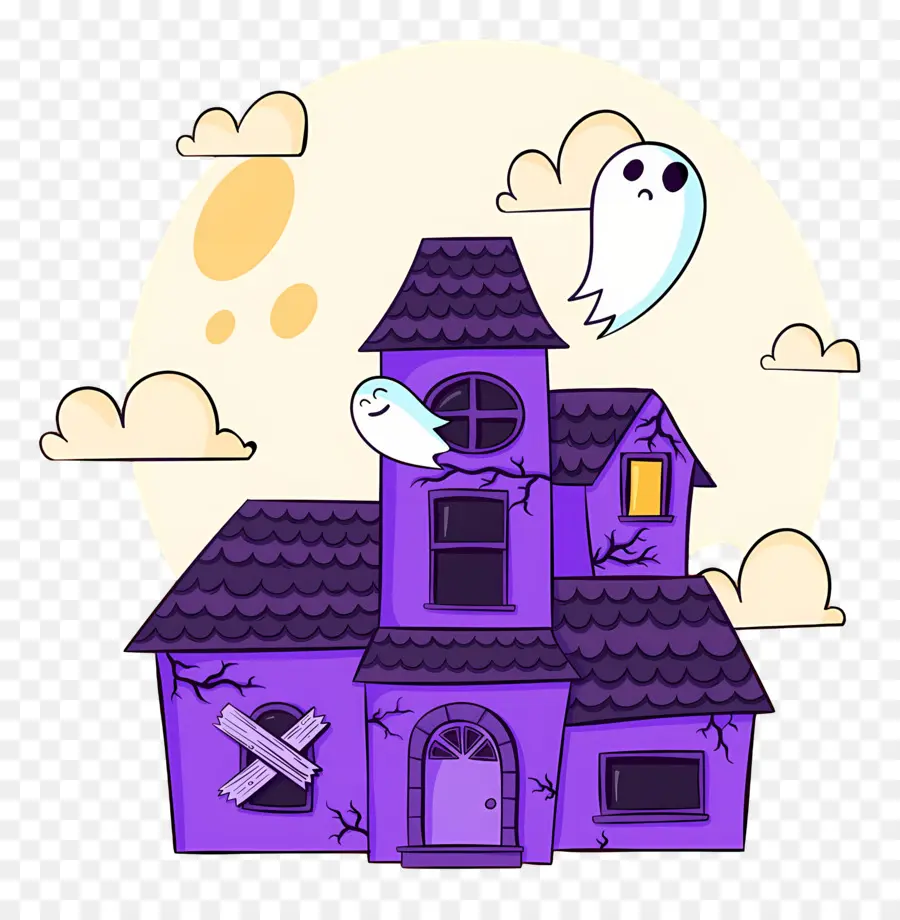 Rumah Halloween，Rumah Hantu Ungu PNG