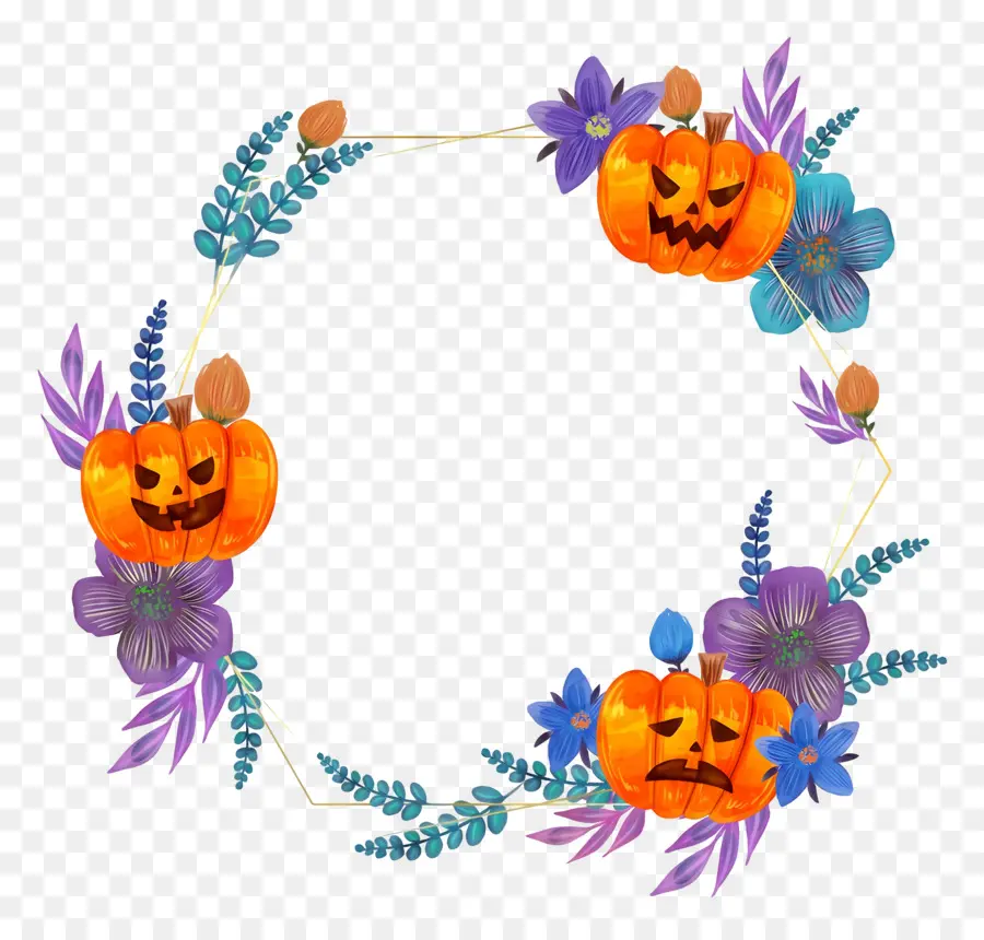 Karangan Bunga Halloween，Karangan Bunga Labu PNG