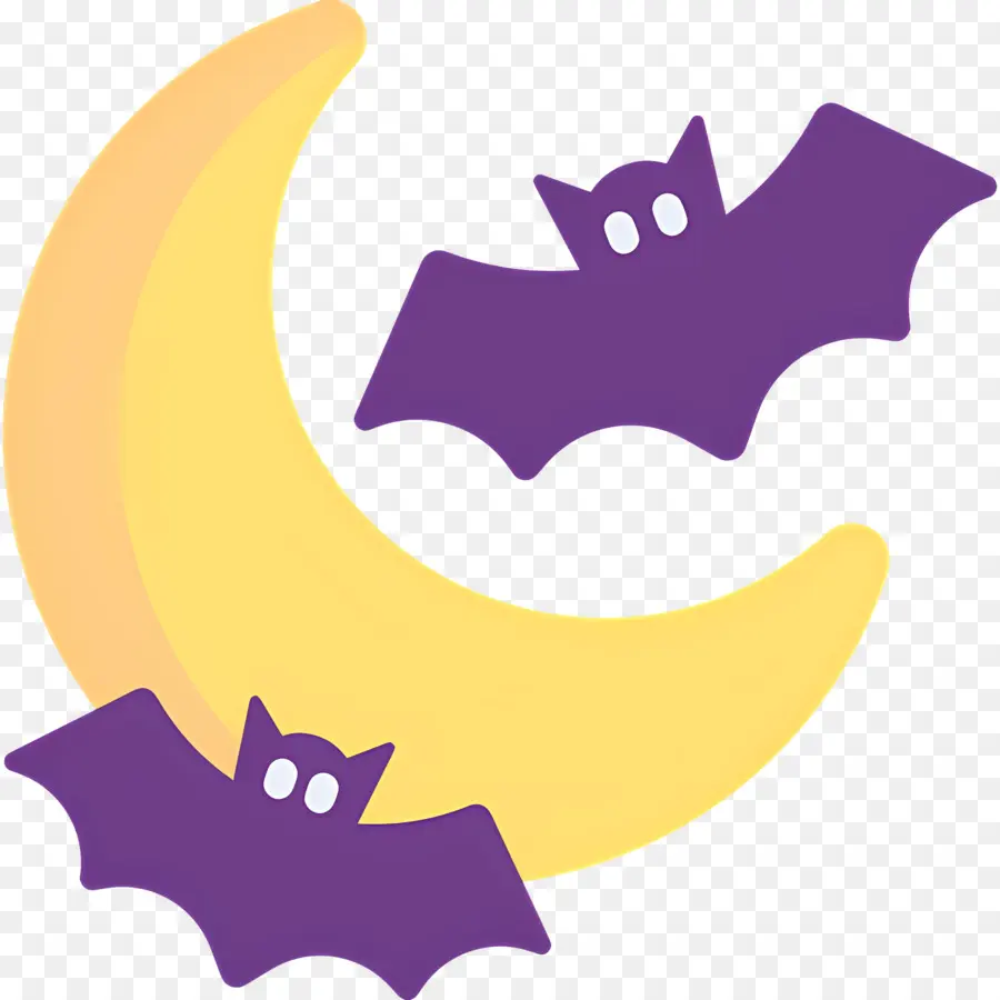 Bulan Halloween，Bulan Dan Kelelawar PNG