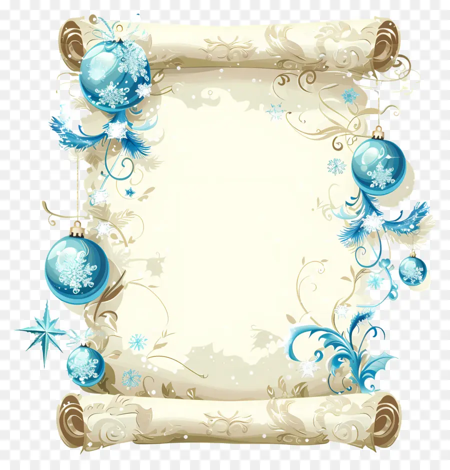 Gulungan Natal，Ornamen Biru Pada Gulungan PNG