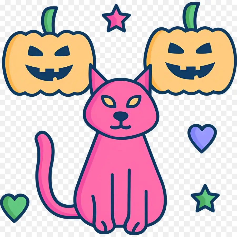 Kucing Hallowen，Kucing Merah Muda PNG