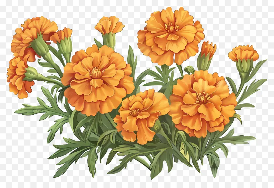 Bunga Marigold，Marigold Oranye PNG