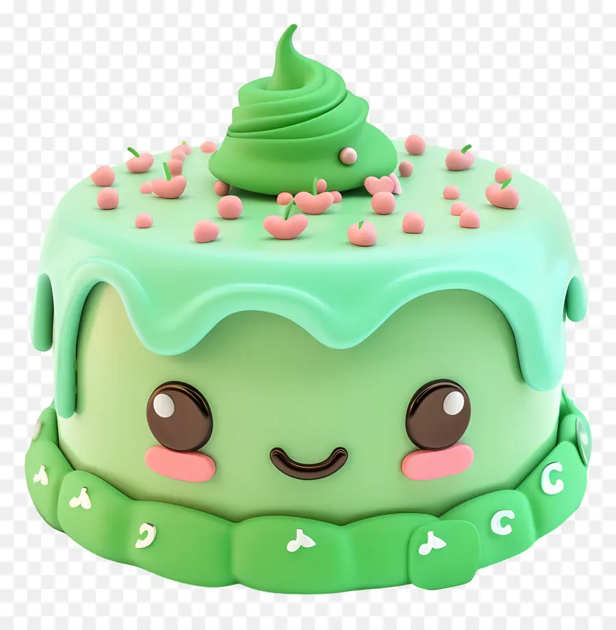 Kue 3d，Kue Hijau Lucu PNG