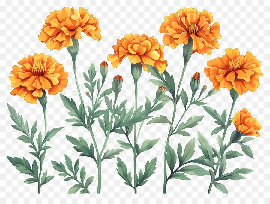 Bunga Marigold，Marigold Oranye PNG