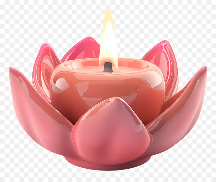 Lilin Diwali，Lilin Di Tempat Teratai PNG