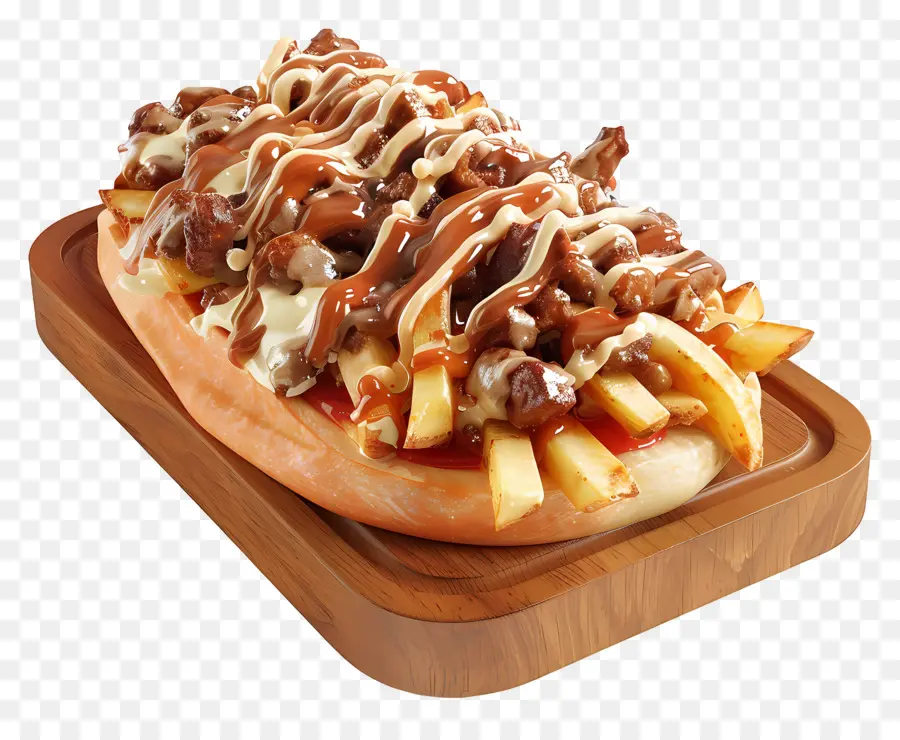 Poutine，Kentang Goreng Dengan Daging PNG