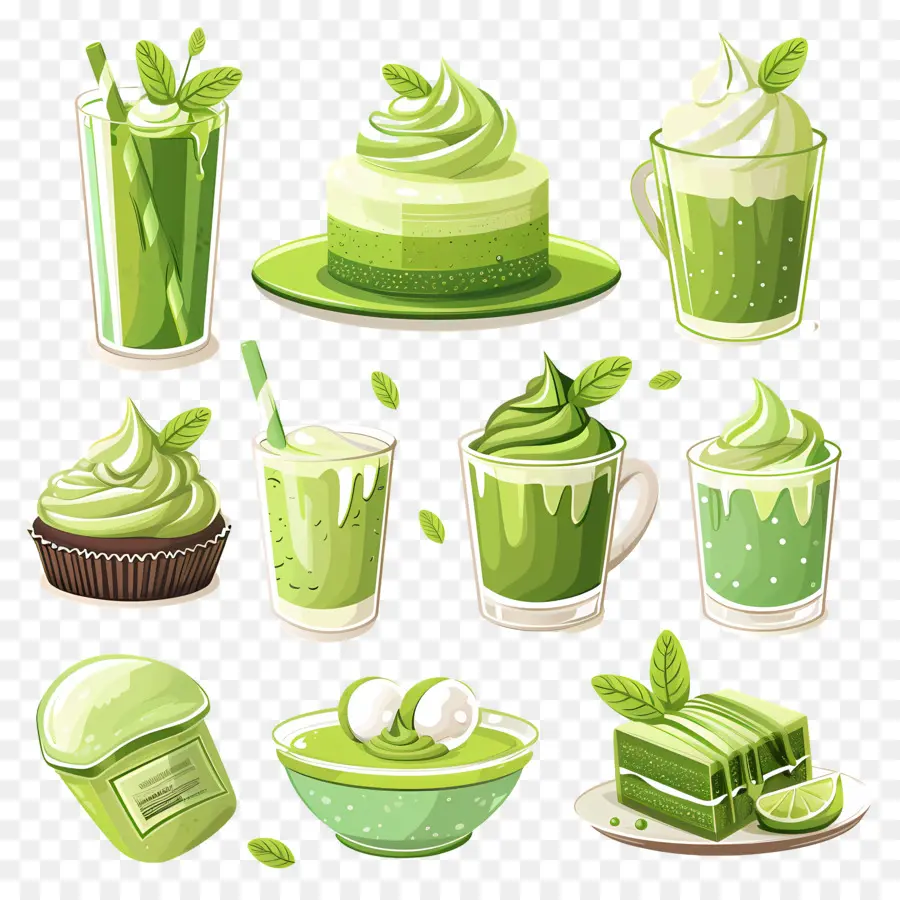 Makanan Penutup Matcha，Cupcake Hijau Dan Macaron PNG