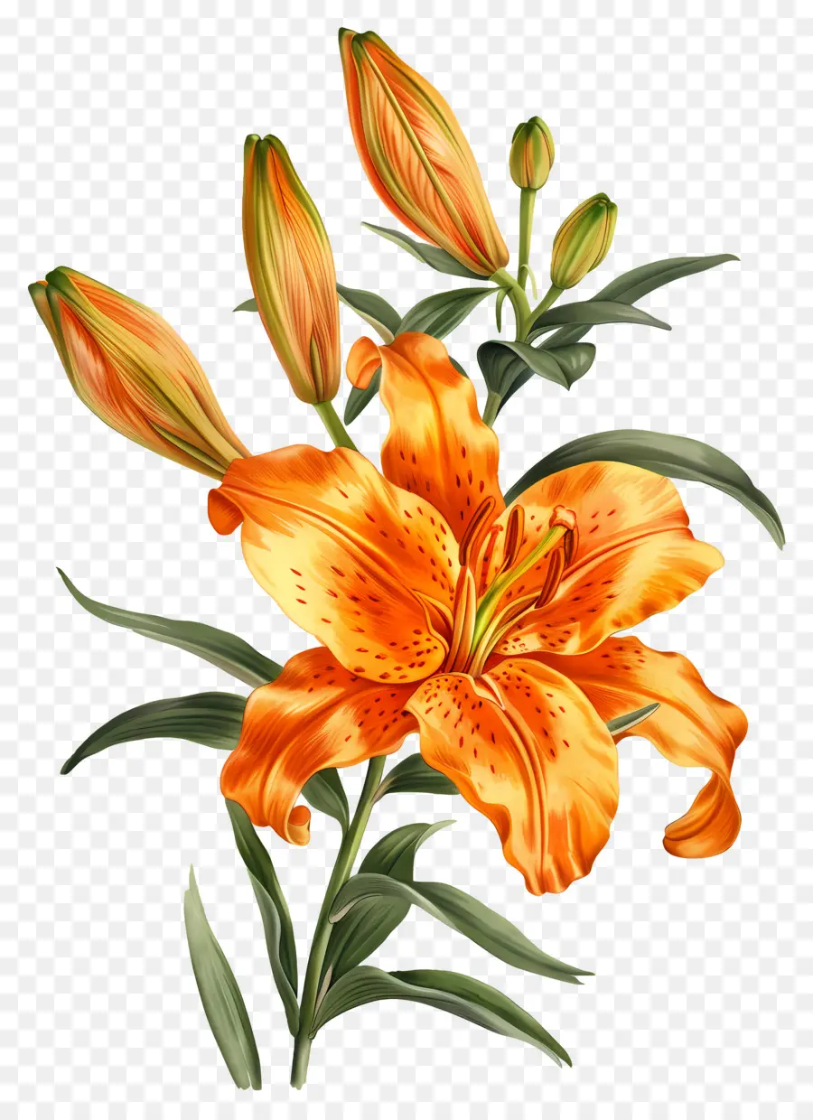 Bunga Lily，Bunga Lili Oranye PNG