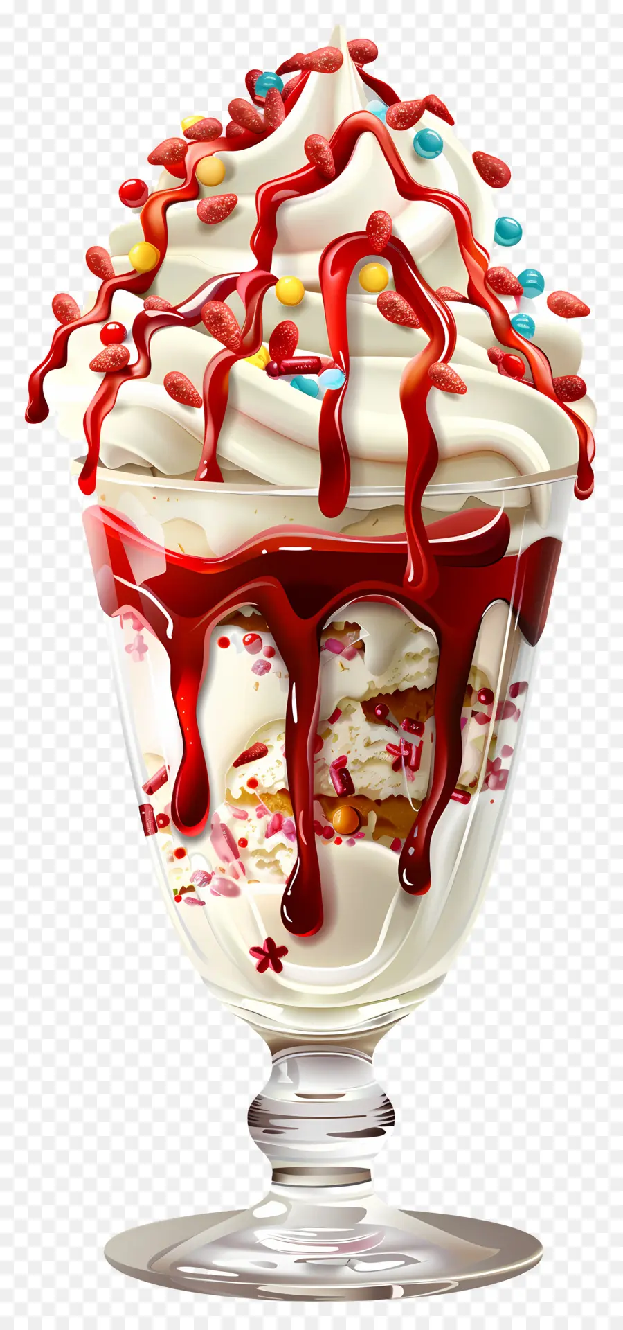 Es Krim Sundae，Stroberi Sundae PNG