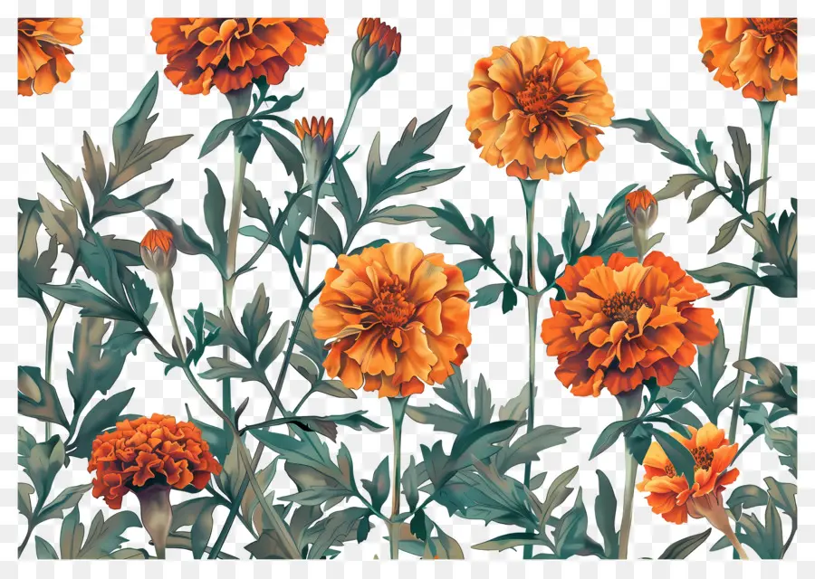 Bunga Marigold，Marigold Oranye PNG