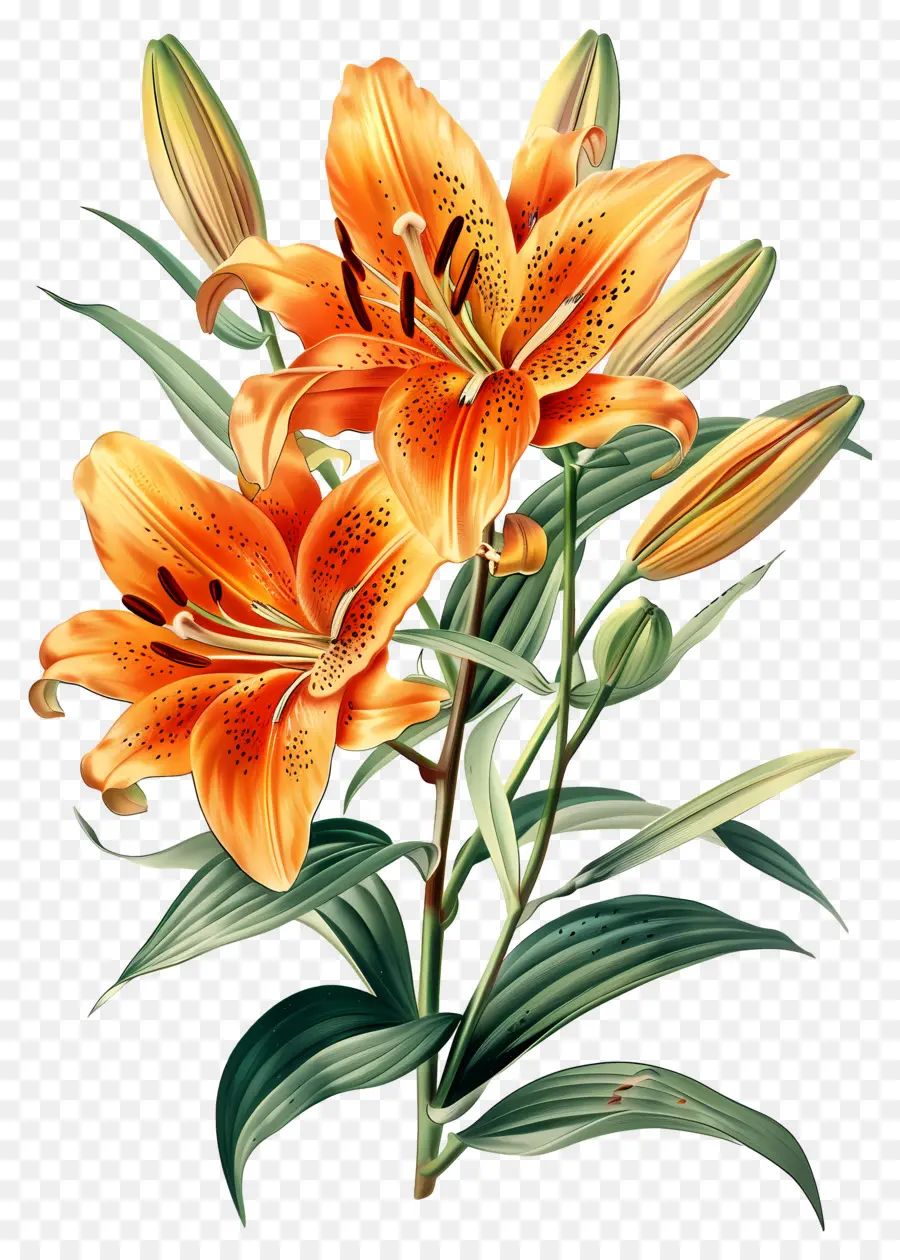 Bunga Lily，Bunga Lili Oranye PNG