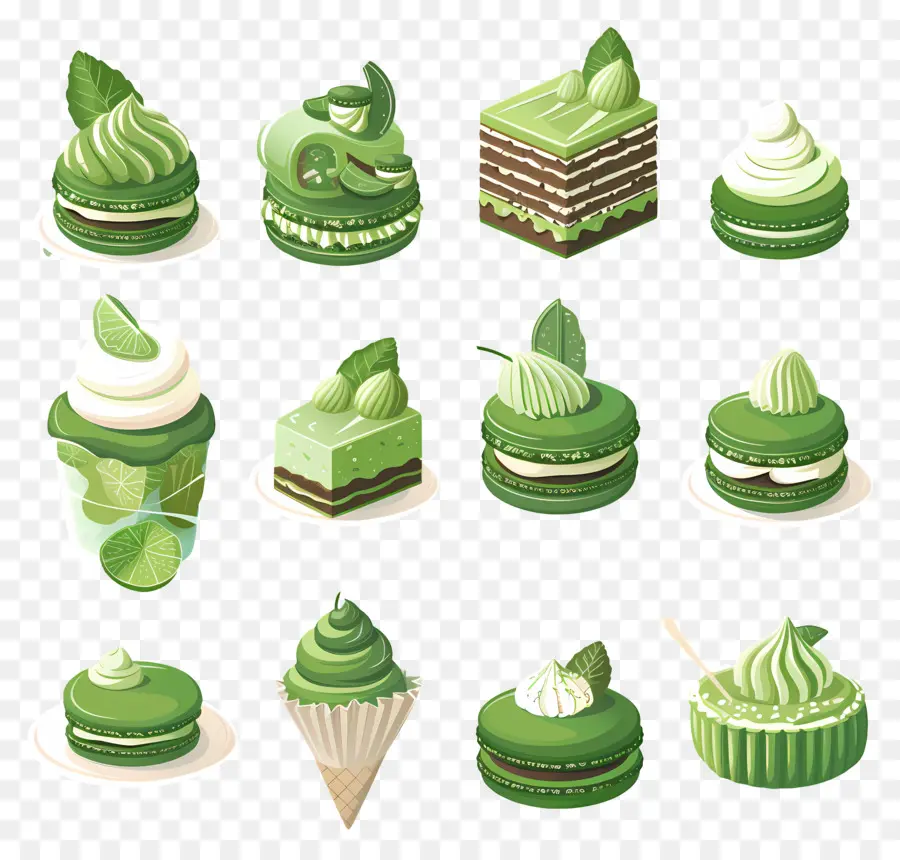 Makanan Penutup Matcha，Kue Hijau PNG