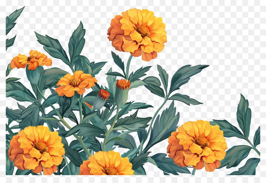 Bunga Marigold，Marigold Oranye PNG