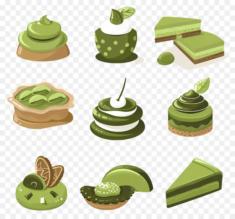 Makanan Penutup Matcha，Kue Hijau PNG