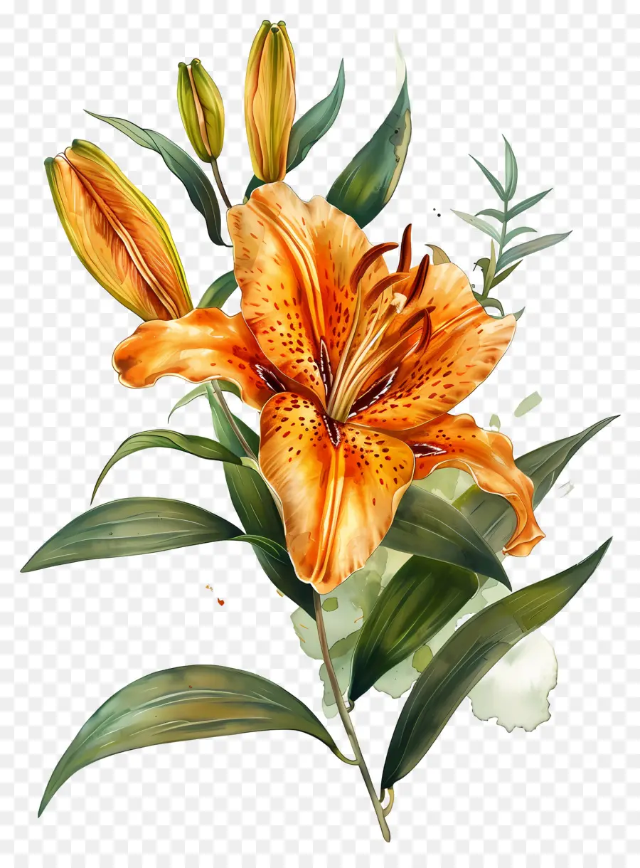 Bunga Lily，Bunga Lili Oranye PNG