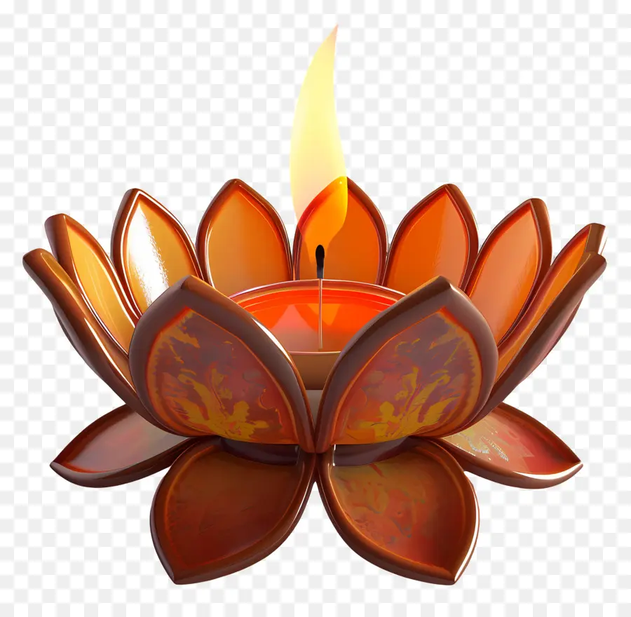 Lilin Diwali，Lilin Di Tempat Teratai PNG