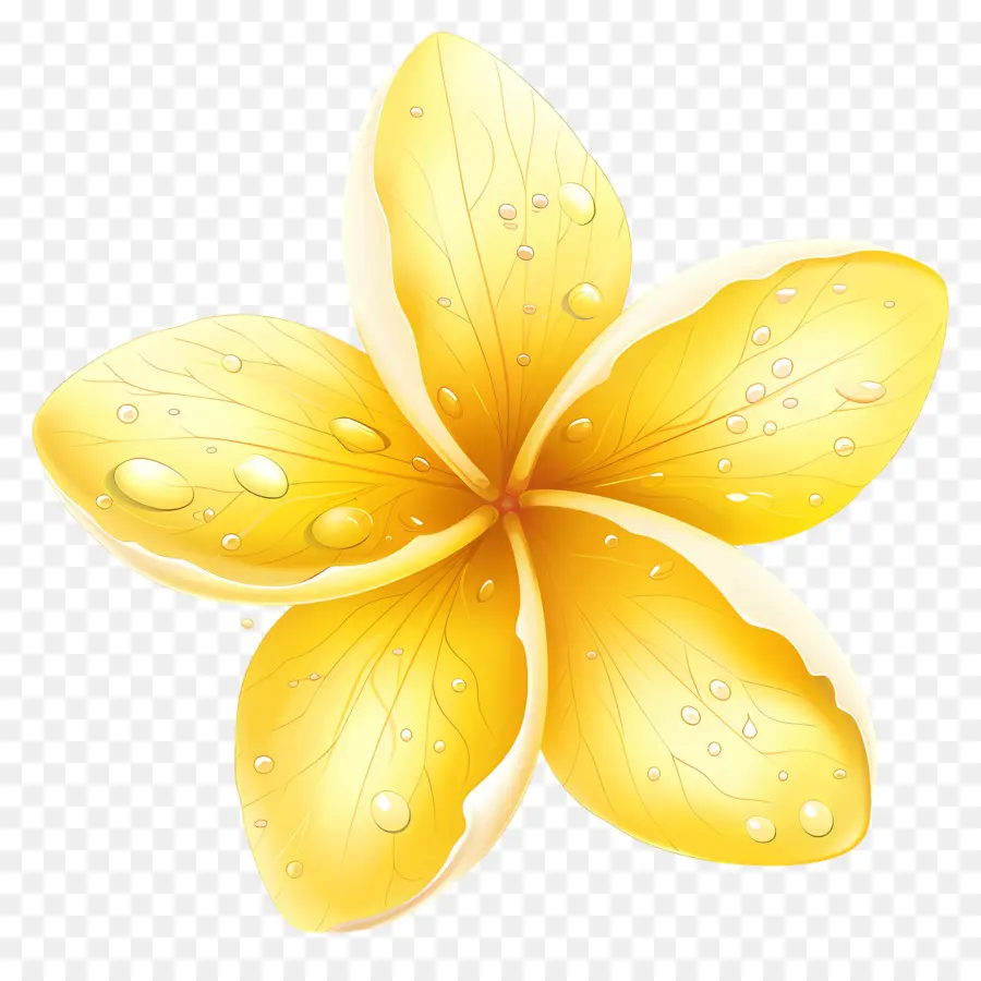 Bunga Plumeria，Bunga Kuning Dengan Tetesan Air PNG