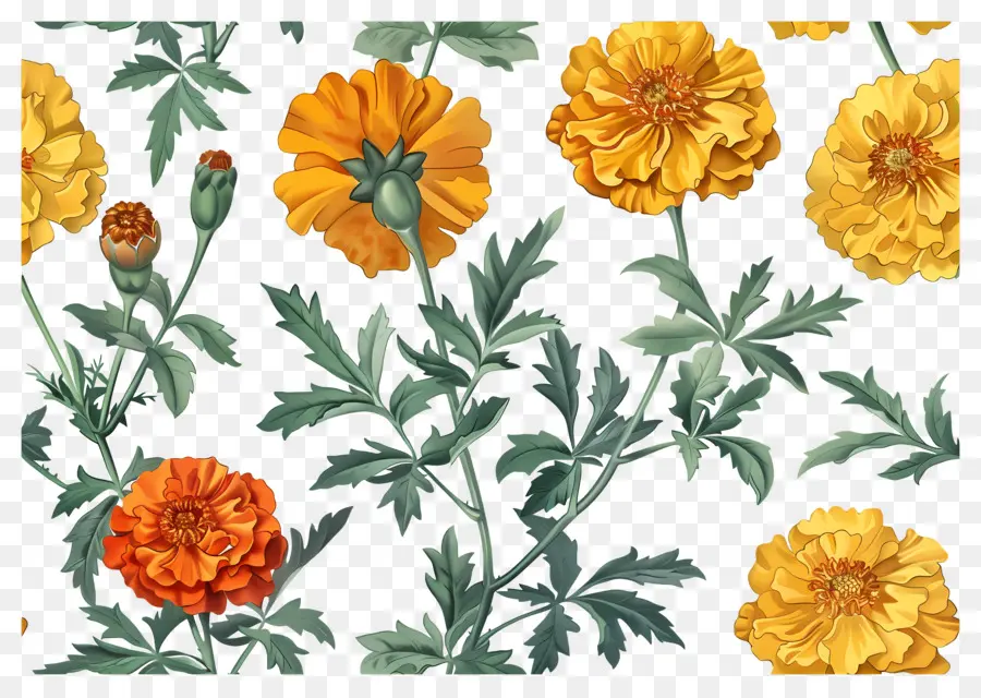 Bunga Marigold，Marigold Oranye PNG