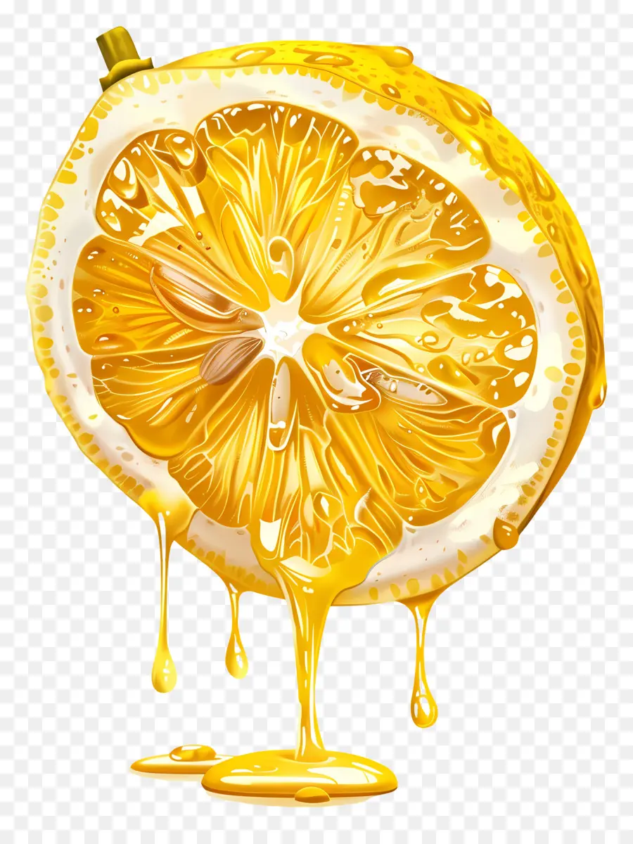 Irisan Lemon，Irisan Lemon Menetes PNG