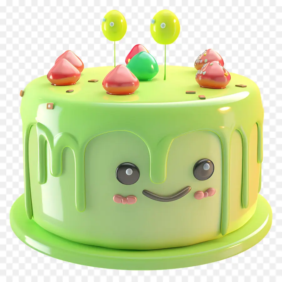 Kue 3d，Kue Hijau Lucu PNG