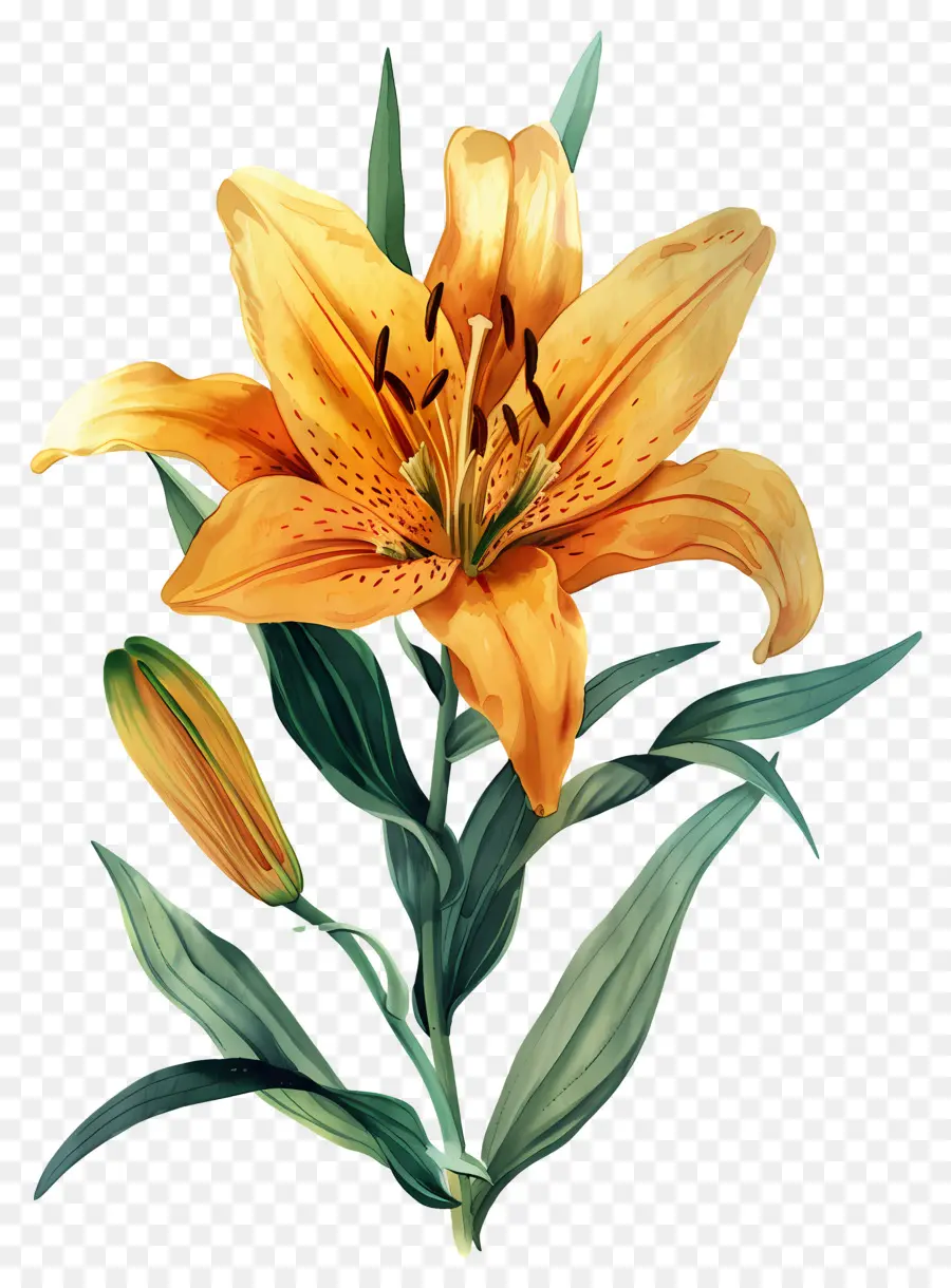 Bunga Lily，Bunga Lili Oranye PNG