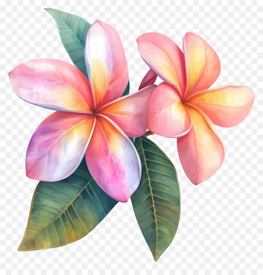 Bunga Plumeria，Daun Daun PNG