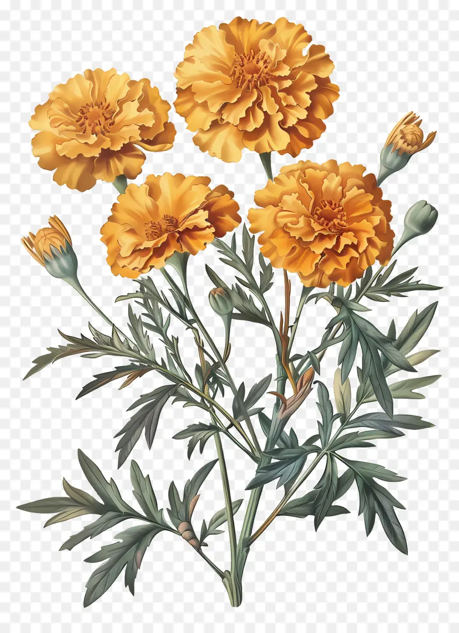 Bunga Marigold，Mekar PNG