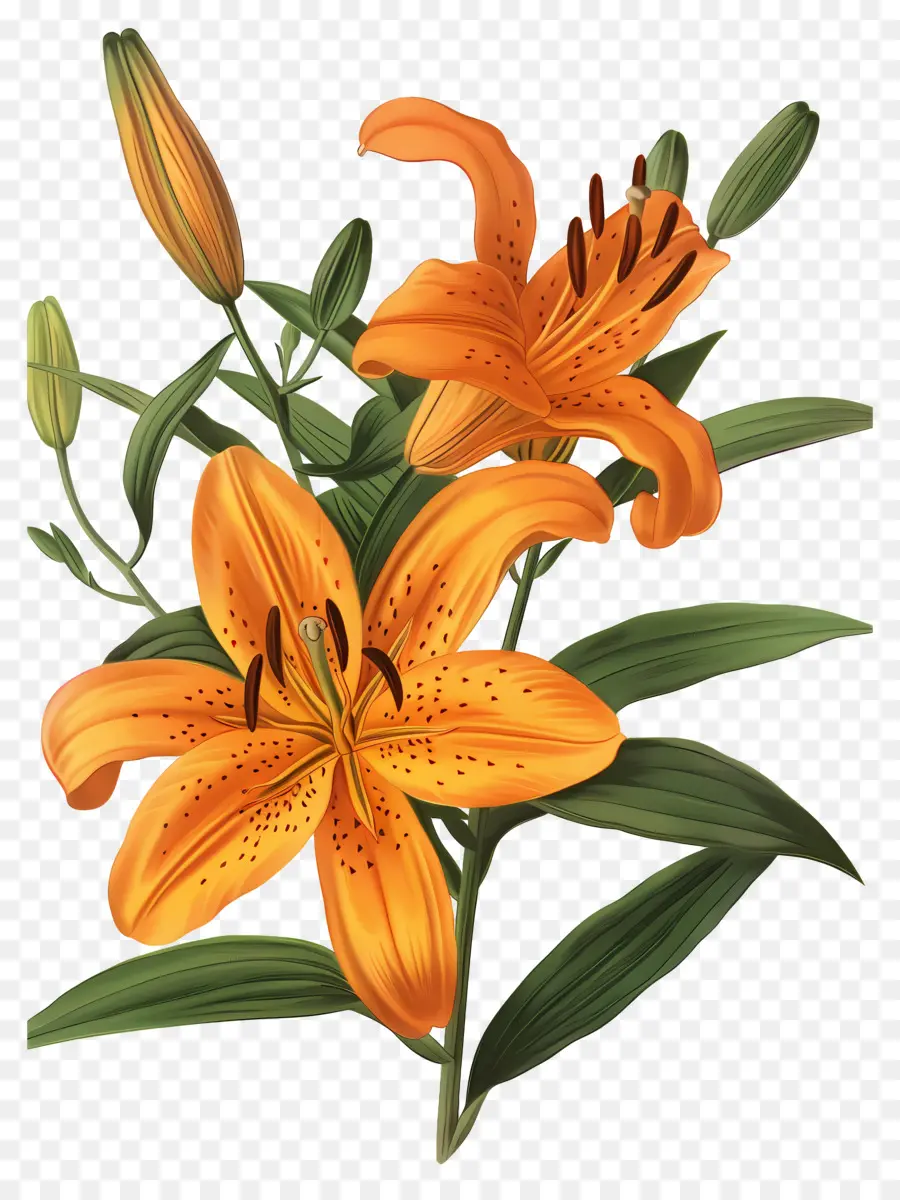 Bunga Lily，Bunga Lili Oranye PNG