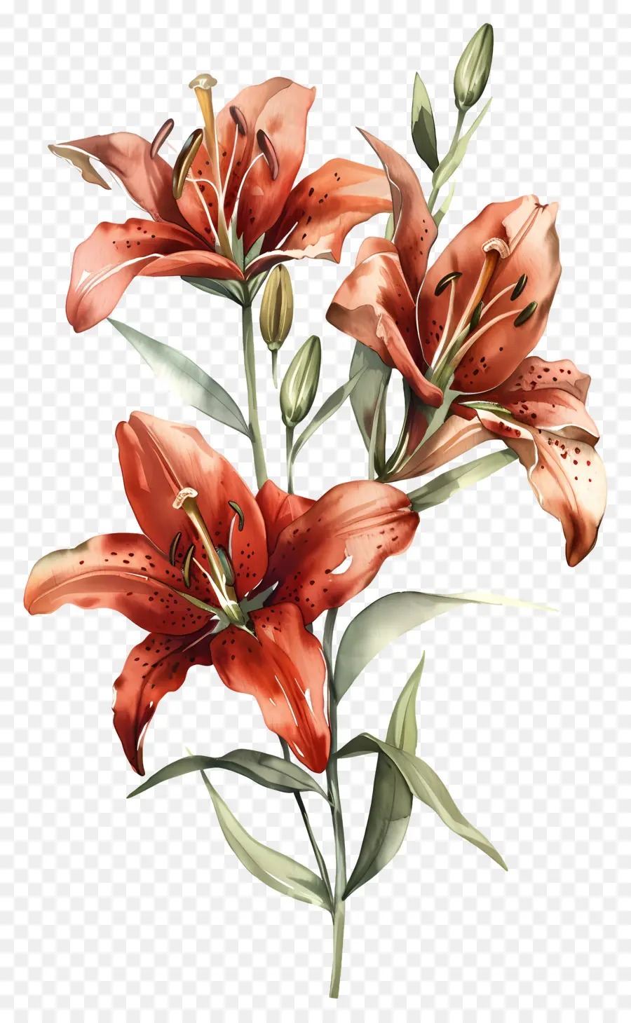 Bunga Lily，Bunga Lili Merah PNG