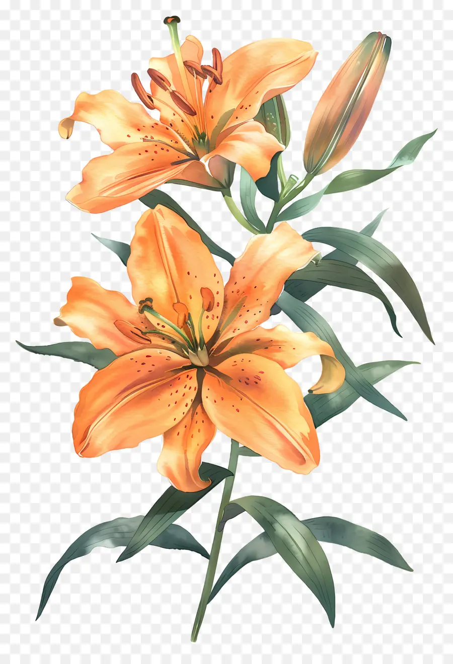 Bunga Lily，Bunga Lili Oranye PNG