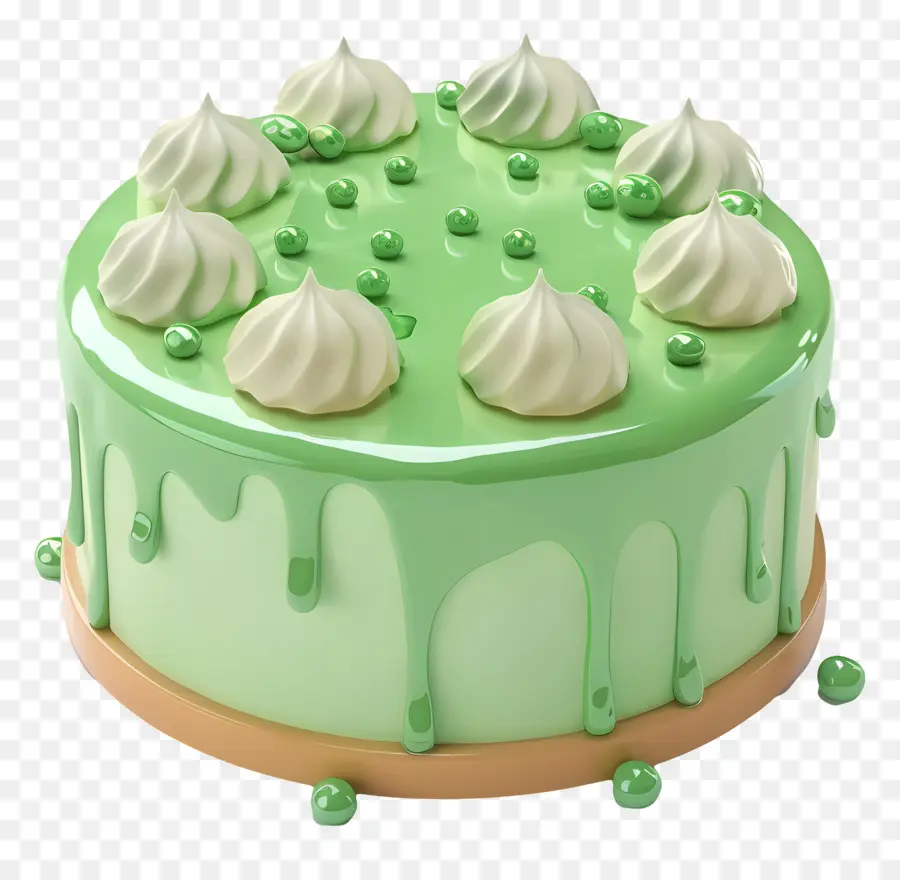 Kue 3d，Kue Tetes Hijau PNG