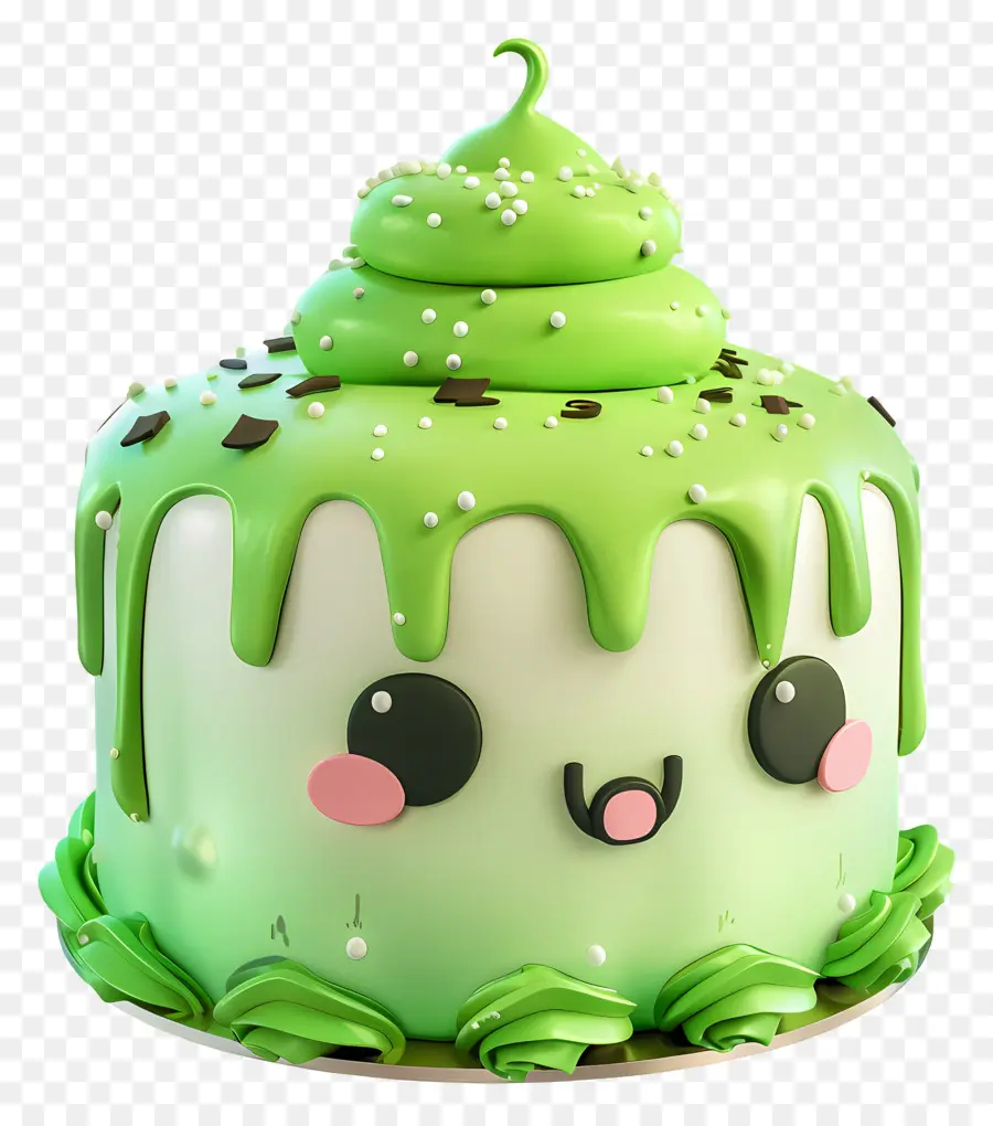 Kue 3d，Kue Hijau Lucu PNG