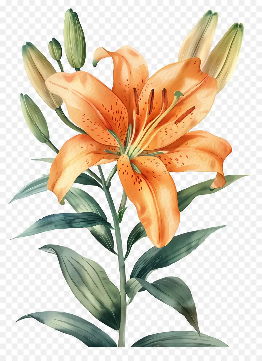 Bunga Lily，Bunga Lili Oranye PNG