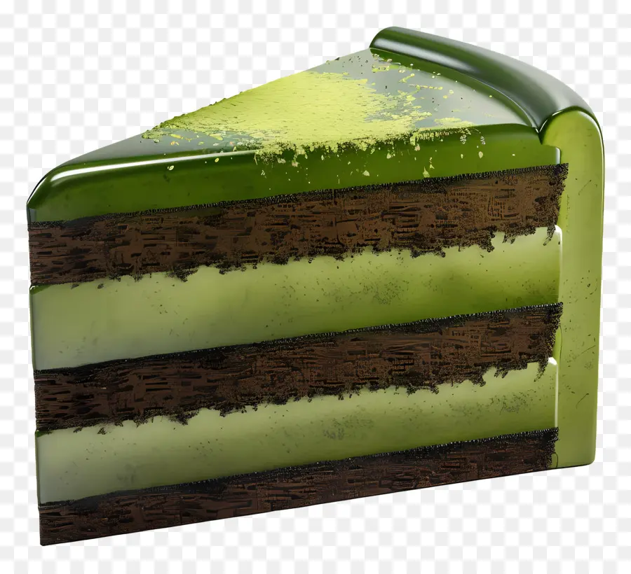 Kue 3d，Irisan Kue Lapis Coklat Hijau PNG